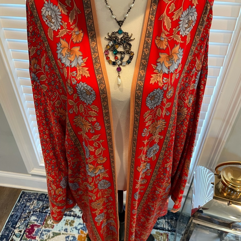 Red Multicolored Kimono Red Aztec Bohemian style kimono. Kimono only - Picture 12 of 15